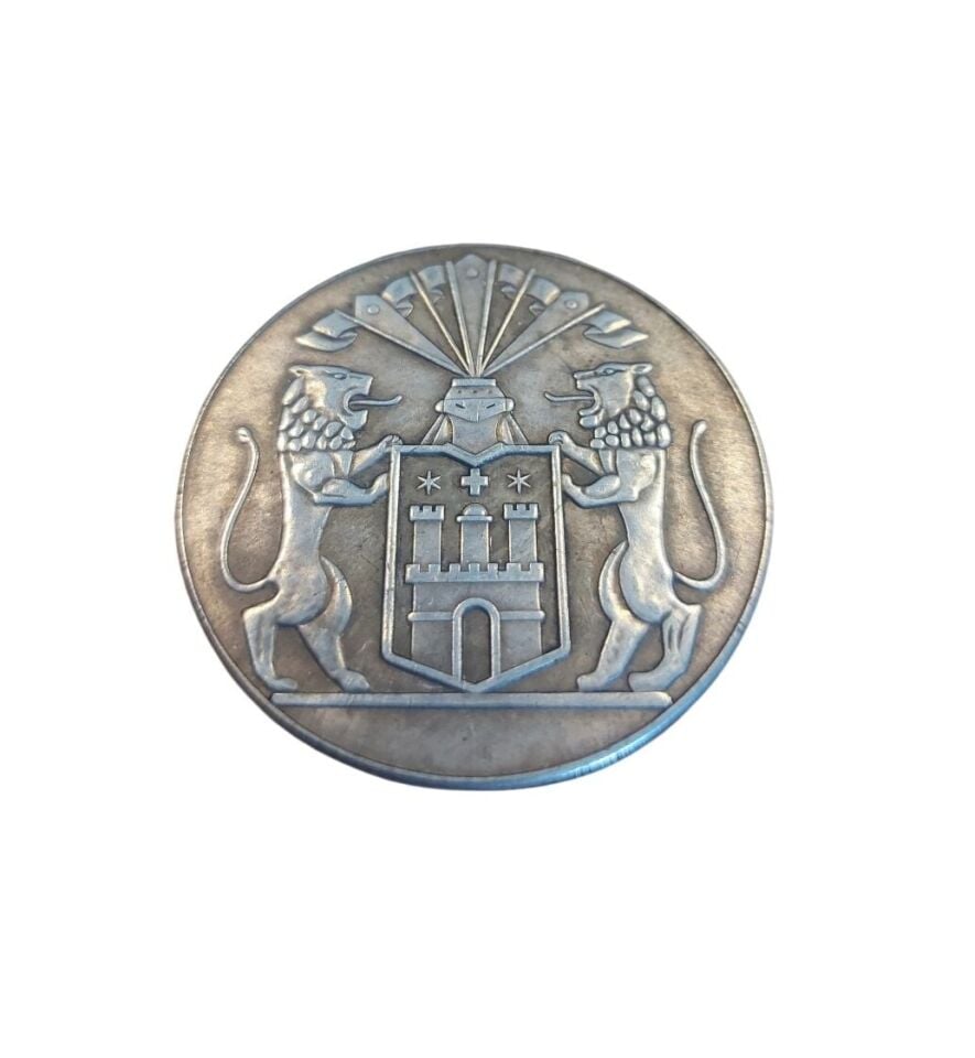 4.5 cm. Çap Ww2 Alman (Üçüncü Reich) Dönemi Hamburg Şehir Ödül Madalyası