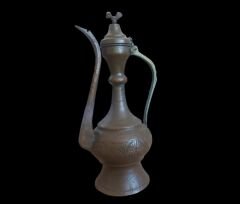 15x10x26 cm. Vintage Kalem İşi Süslemeli Bakır İbrik