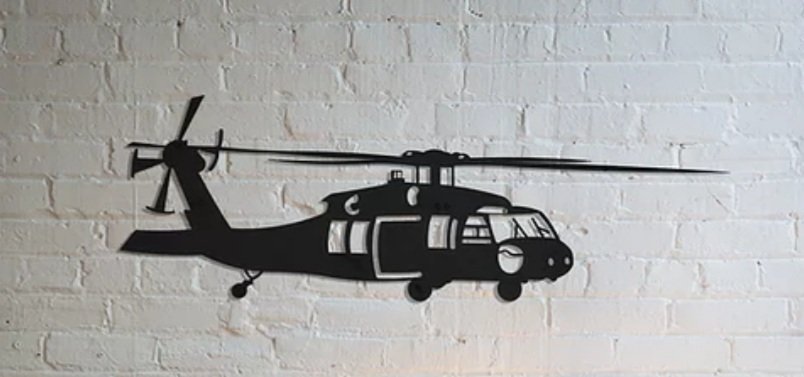 Metal Helikopter Dekoratif 70x22 cm Model-3