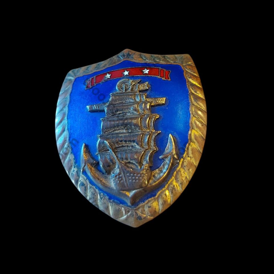 5x4.5 cm.1940-1950'ler Deniz Kuvvetleri Komutanlığı Metal Brove (Kabartma Pirinç )