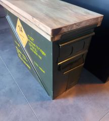 47x22x38 cm Ahşap Kapaklı Metal Kutu