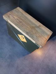 47x22x38 cm Ahşap Kapaklı Metal Kutu