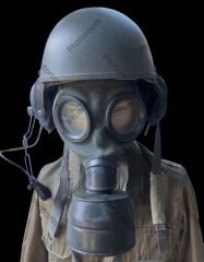 1988 ABD Ordusu DH-132 Muharebe Aracı Mürettebat Tank Kask+GM 30 Gaz Maskesi Filitreli