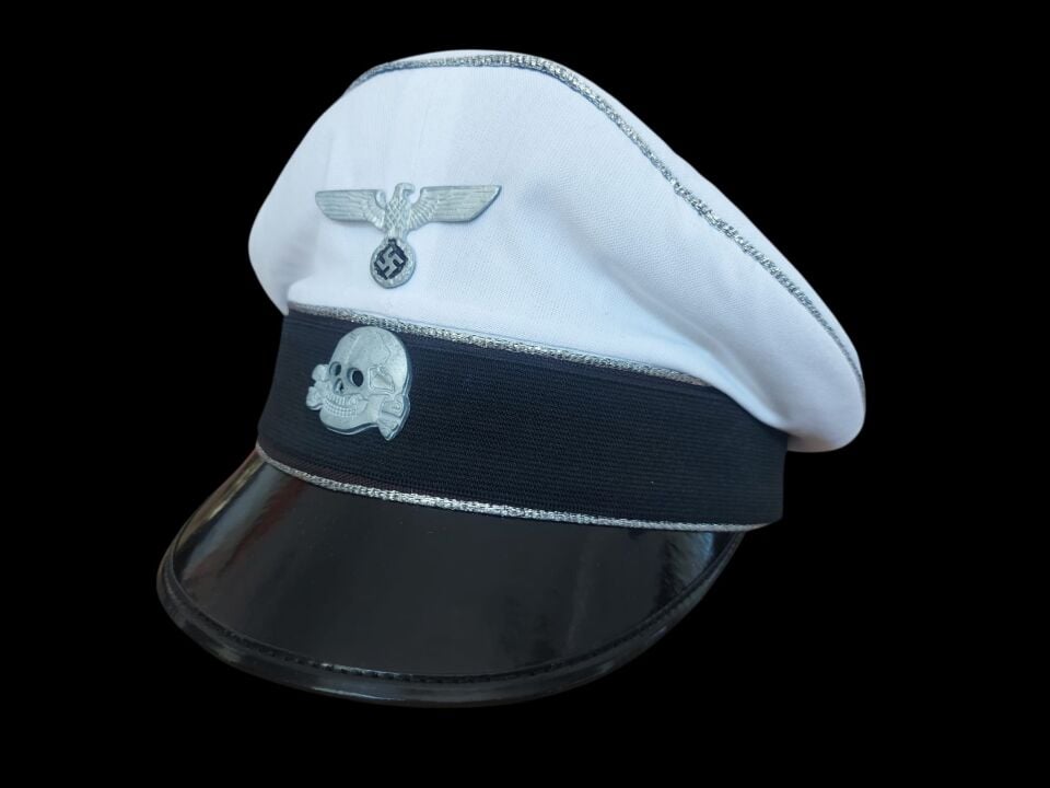 Ww2 Dönemi Alman Schutzstaffel Beyaz Renk Yazlık Kırma (Kasket) Şapka Unisex (55-59 Numara)