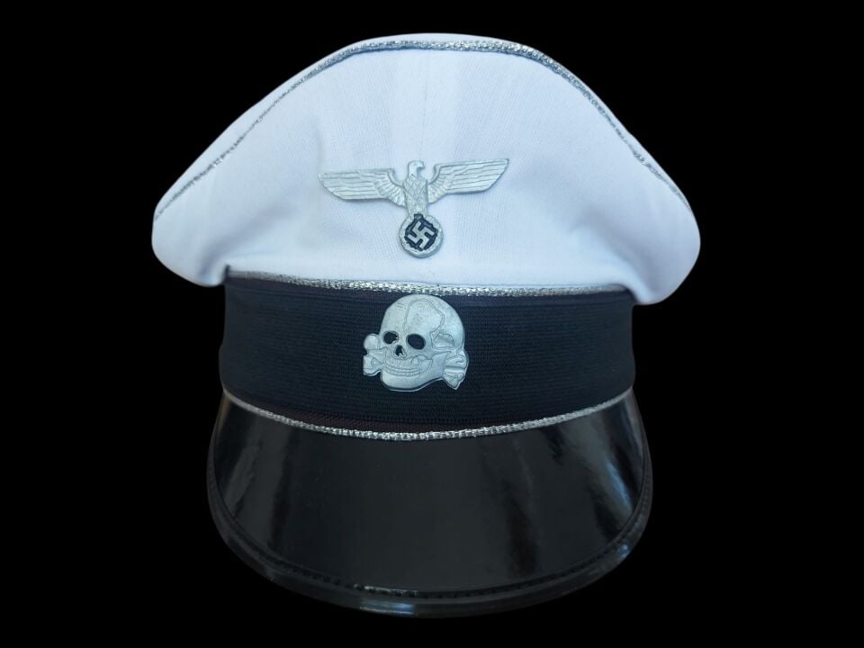 Ww2 Dönemi Alman Schutzstaffel Beyaz Renk Yazlık Kırma (Kasket) Şapka Unisex (55-59 Numara)
