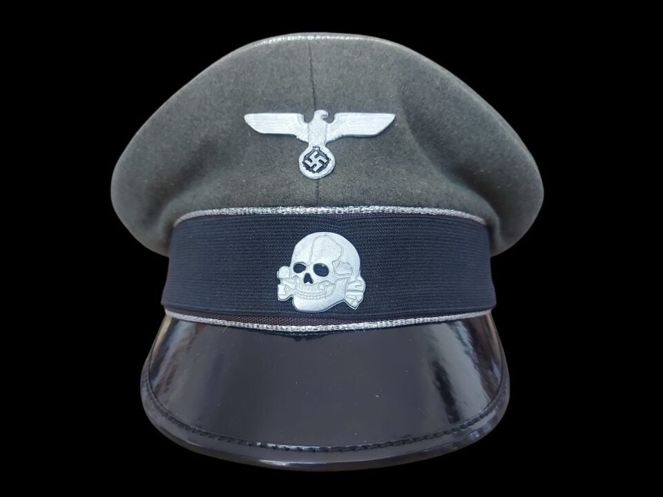 Ww2 Dönemi Alman Schutzstaffel Subay Schirmmütze  Haki Renk (Kasket) Şapka Unisex(55-59 Numara)