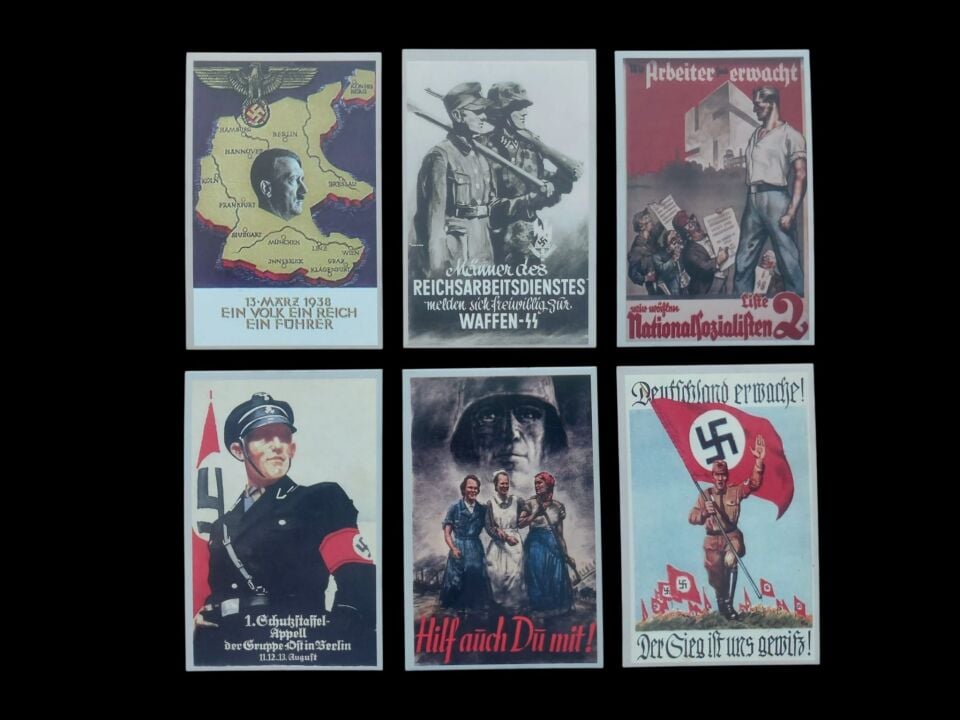 8.5x5.5 cm. Ww2 Propaganda Kartları-1 (6 adet)