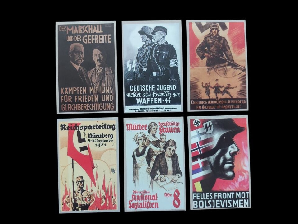 8.5x5.5 cm. Ww2 Alman Propaganda Kartları-2 (6 adet)