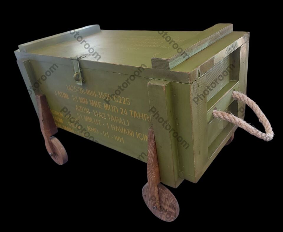 58x30x39 cm. Ahşap Sandık Modeli (4 Adet Hareketli Ahşap Tekerlekli)