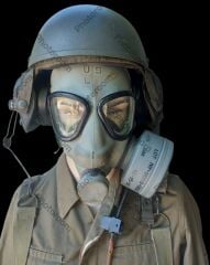 1952 US M9A1 Gaz Maskesi+60mm Filitre+Çanta ve US DH-132 Mürettebat Kask Kombini