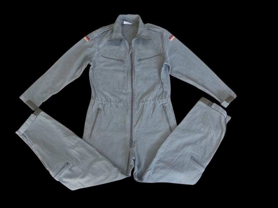 1988 Alman Haki Renk Bundeswehr Kara Kuv.(Heer) Tankçı Tulum (Uzun/Geniş L Beden)