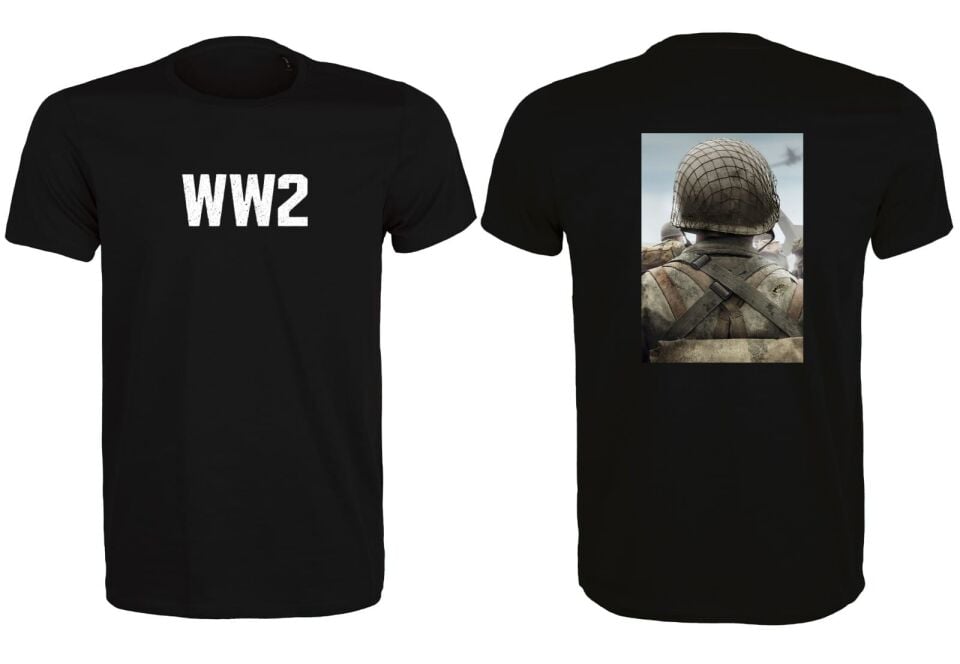 Siyah Renk Ww2 Temalı Çift Taraf Baskılı Fanila Unisex (S-M-L-XL-XXL Beden)