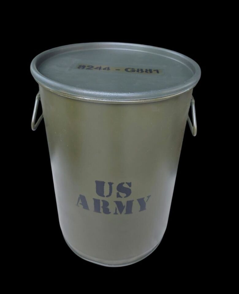 42x30 cm. Haki Renk US Metal Mini Varil
