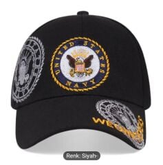 US Navy Nakış Şapka Siyah Renk Unisex (Ayarlanabilir) Sıfır Ürün