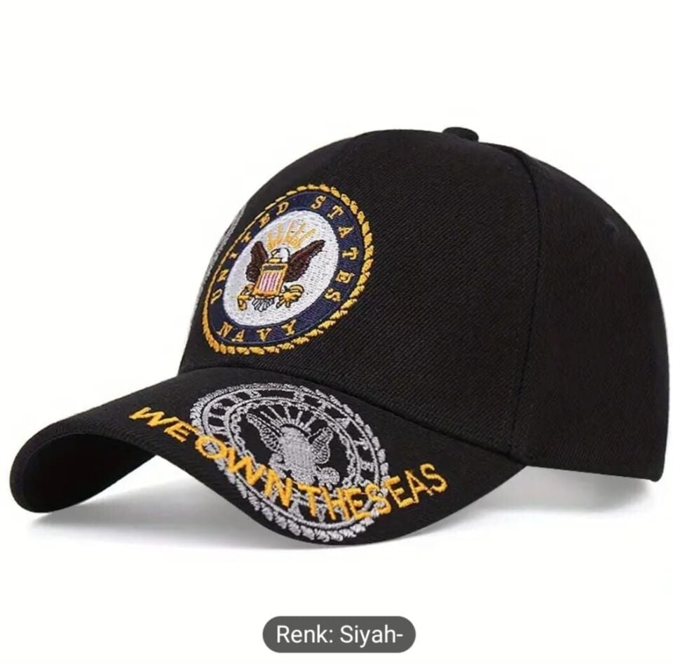 US Navy Nakış Şapka Siyah Renk Unisex (Ayarlanabilir) Sıfır Ürün