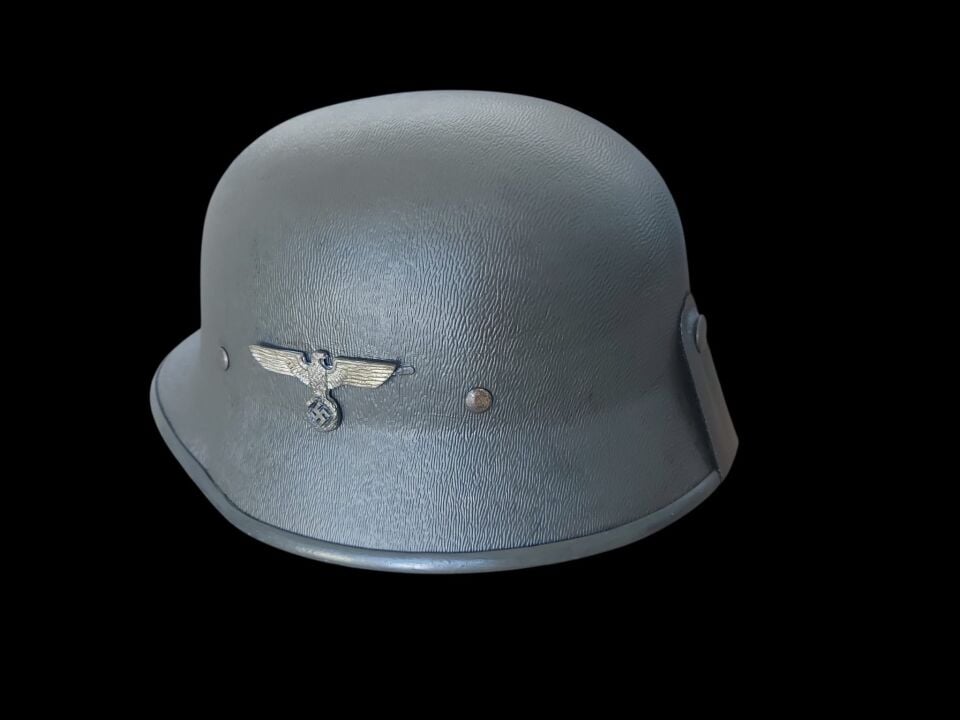 Ww2 Dönemi Haki Renk Alman M42 (Stahlhelm M1942) Model -Heer (Kara Kuvvetleri) Zamak Amblem Repredüksiyon Sert Plastik Miğfer Modeli