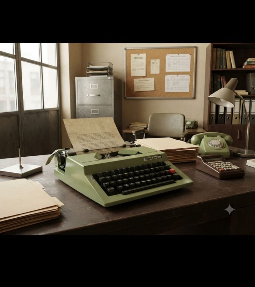 1970'li Yıllar Bulgar Maritsa 30 Zeytin Yeşili Qwerty Klavye Çantasında Daktilo