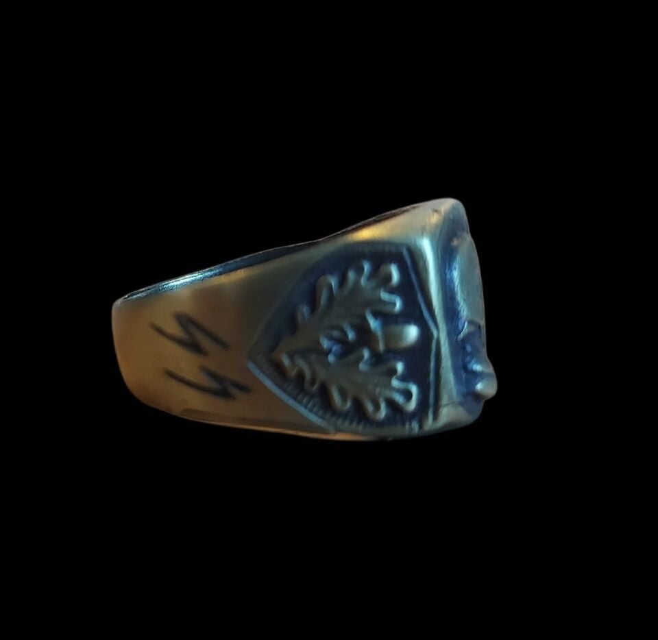 Ww2 Alman Motifli Yüzük Modeli Gümüş Üzeri Altın Kaplama (9 Gr-20 Numara)