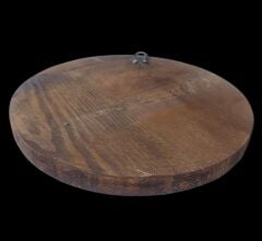 21.5x2 cm. Doğal Ahşap Üzerinde Dekoratif Metal Levha  (Askı Aparatlı)