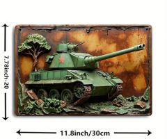30x20 cm. Tank Motifli Alüminyum Tabela