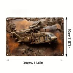 30x20 cm. Helikopter Motifli Alüminyum Levha
