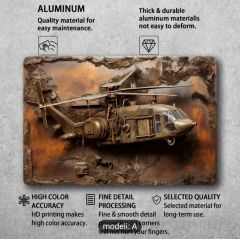 30x20 cm. Helikopter Motifli Alüminyum Levha