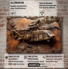 30x20 cm. Helikopter Motifli Alüminyum Levha