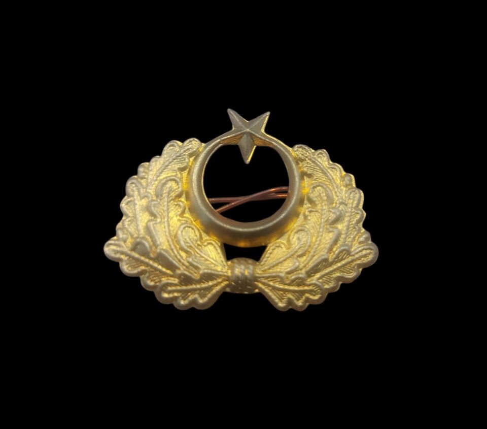 3x2.5 cm. Erken Cumhuriyet Dönemi (1930-1960'lar Arası) Metal Subay Kayık Kep Kokart