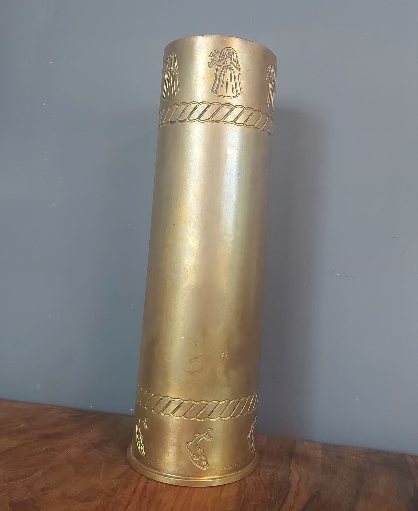 1941 Mevzi El İşi 40x13 cm Pirinç Kovan