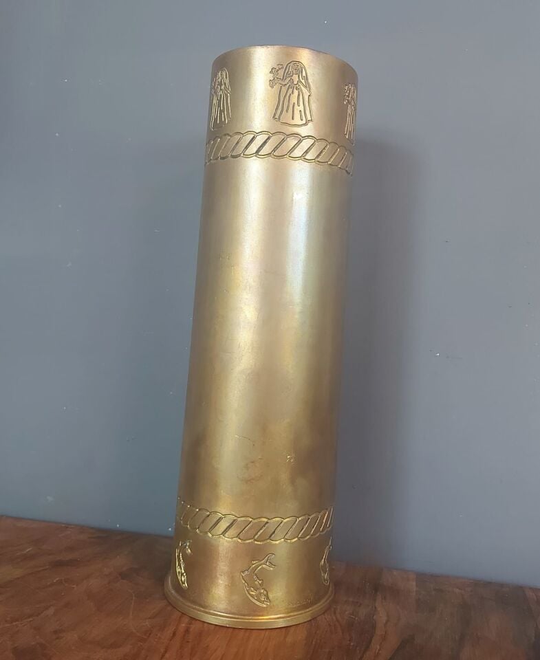 1941 Mevzi El İşi 40x13 cm Pirinç Kovan