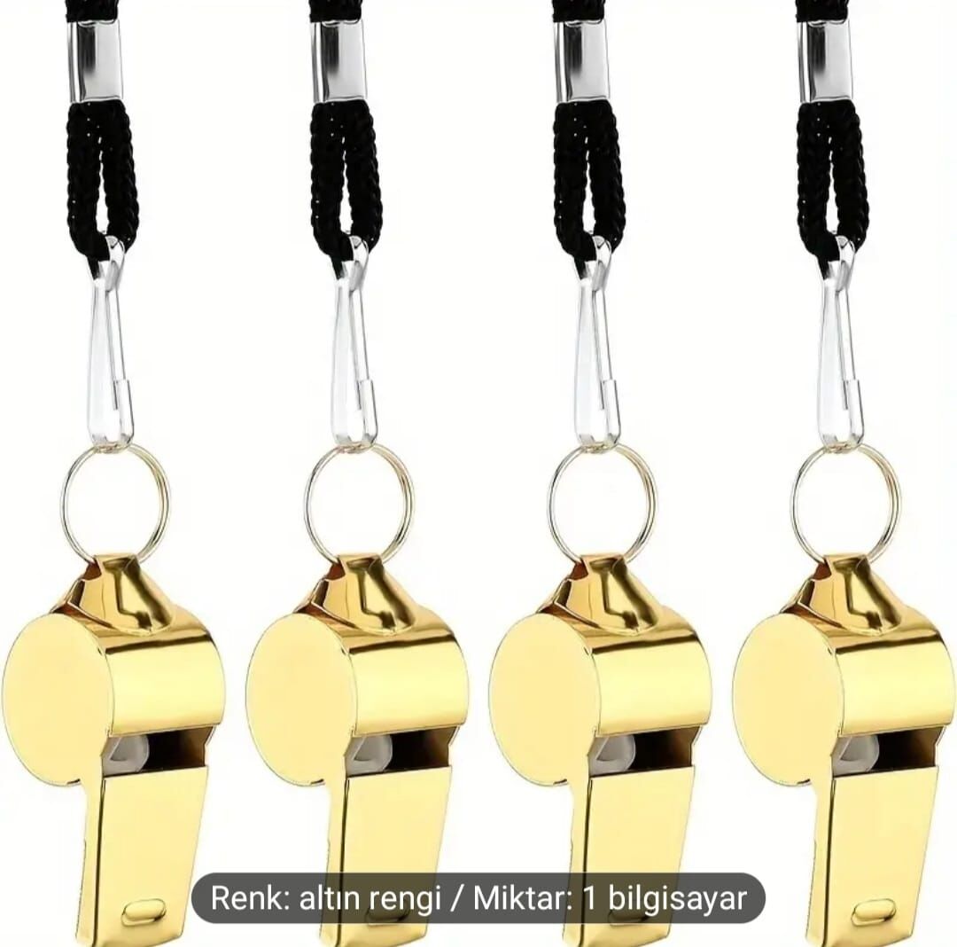 Altın Renk Kayışlı Paslanmaz Çelik Yüksek Sesli Spor Düdüğü