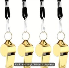 Altın Renk Kayışlı Paslanmaz Çelik Yüksek Sesli Spor Düdüğü