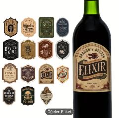 15 Adet Vintage Şişe Etiketi (Kendinden Yapışkanlı)