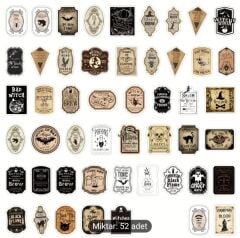 52 Adet Vinil Kağıt  Yapışkanlı Etiketler