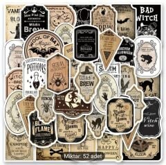 52 Adet Vinil Kağıt  Yapışkanlı Etiketler