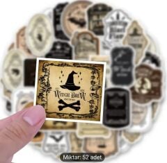 52 Adet Vinil Kağıt  Yapışkanlı Etiketler