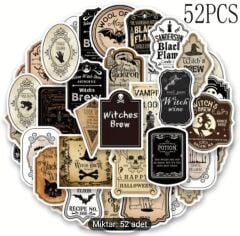 52 Adet Vinil Kağıt  Yapışkanlı Etiketler