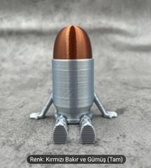 9x6,5 cm. Dekoratif  Bullet Buddy Masa Üstü Fİgürü (Ayaklar Hareketli)