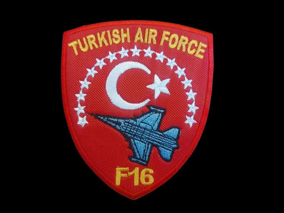 8.5x10 cm. Turkish Air Force F16 Filo Nakış İşleme Patch