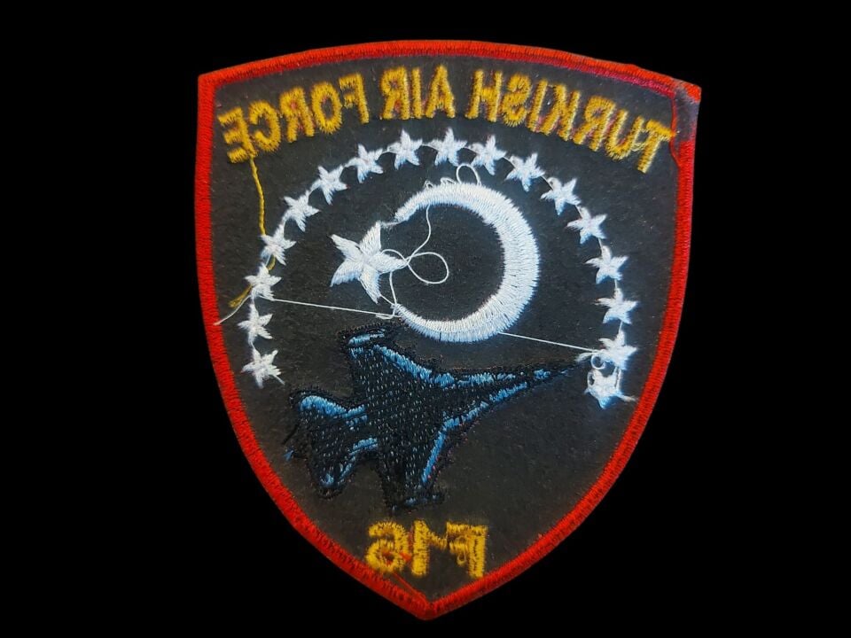 8.5x10 cm. Turkish Air Force F16 Filo Nakış İşleme Patch