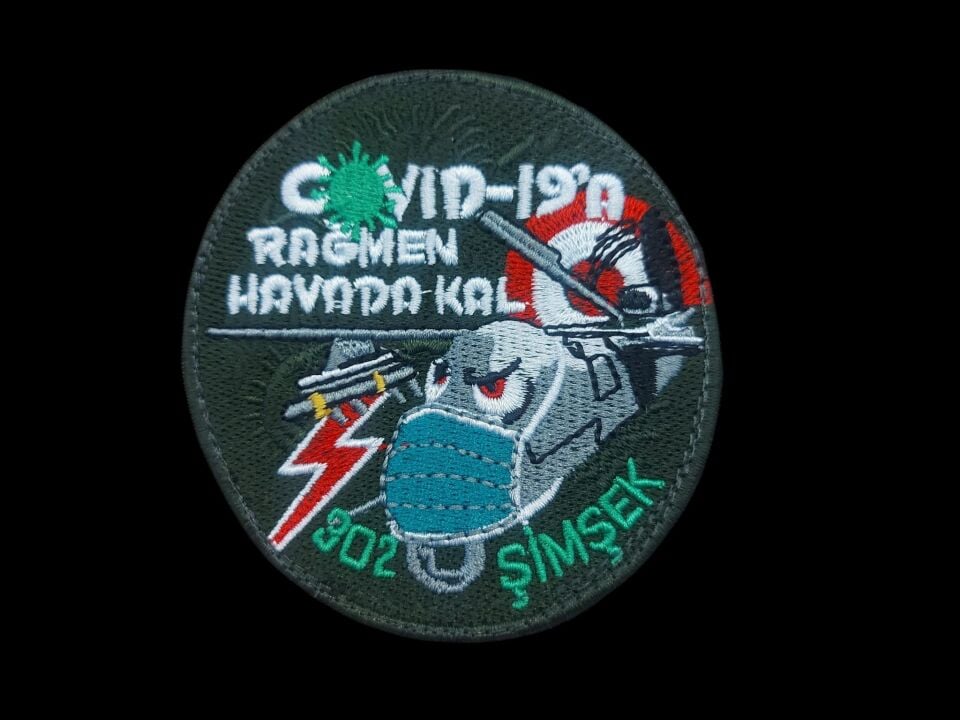 9 cm. Çap 302.Filo (Şimşek) Nakış İşleme Patch (Cırtbantlı)