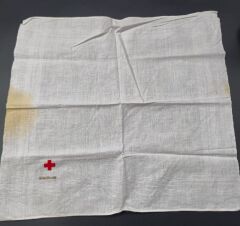 Ww2 (1940'lar) Beyaz Keten Üzerinde Nakışlı Vintage Mendil