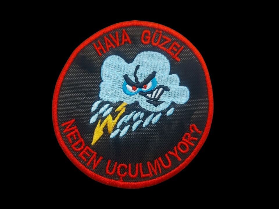 9 cm. Çap Türk Hava Kuvvetleri Nakış İşleme Hatıra/Mizahi Patch