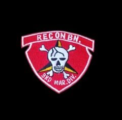 12x10 cm. 1947 ABD Soğuk Savaş Deniz Piyadeleri 3.Deniz Piyade Tümeni Keşif Tabur Yaması (Nakış-Orjinal Ürün)