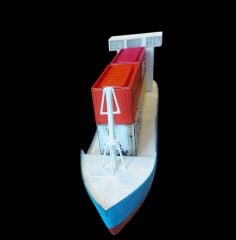 45x10x16 cm. El Yapımı Ahşap Konyeyner Gemisi(4 Adet Metal Konteyner Dahil)