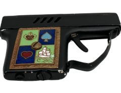 5x7 cm. Corona Marka Fly Pistol Serisi Cloissane İşçilikli Gazlı Çakmak