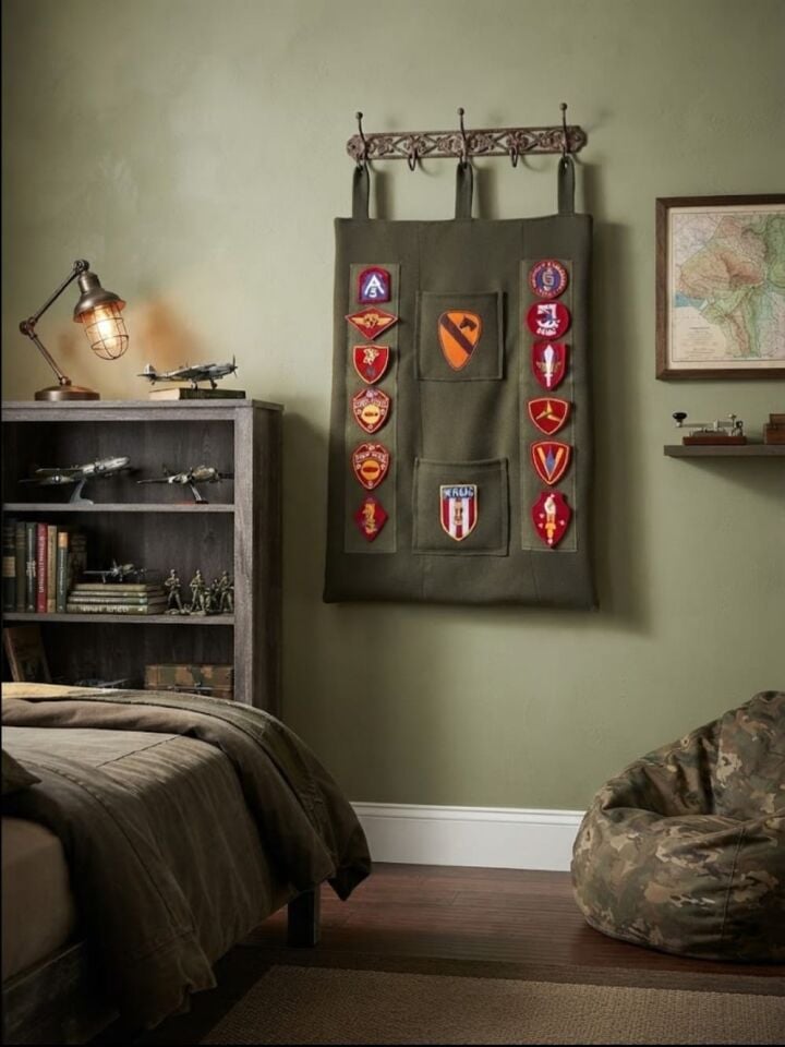 50x73 cm. Haki Renk Kaput Kumaş Patch Organizer ( Patch'ler Dahil Değildir)