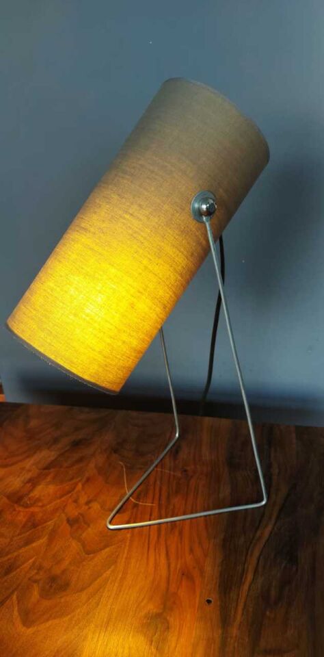 26X12 Silindir Haki Kumaş Metal Ayaklı Masa Lambası