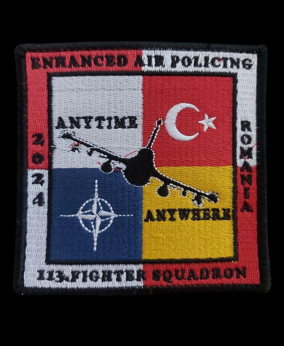 9.5x9.5 cm. F-16 Nato Geliştirilmiş Hava Polisliği Romanya 2024 113. Filo SQ THK Patch