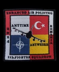 9.5x9.5 cm. F-16 Nato Geliştirilmiş Hava Polisliği Romanya 2024 113. Filo SQ THK Patch